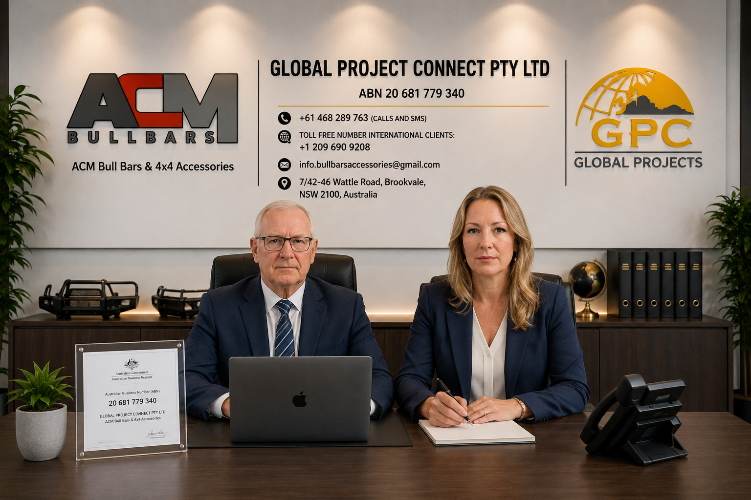 Robert and Josie Reischl, directors of Global Project Connect Pty Ltd, at the Leumeah office